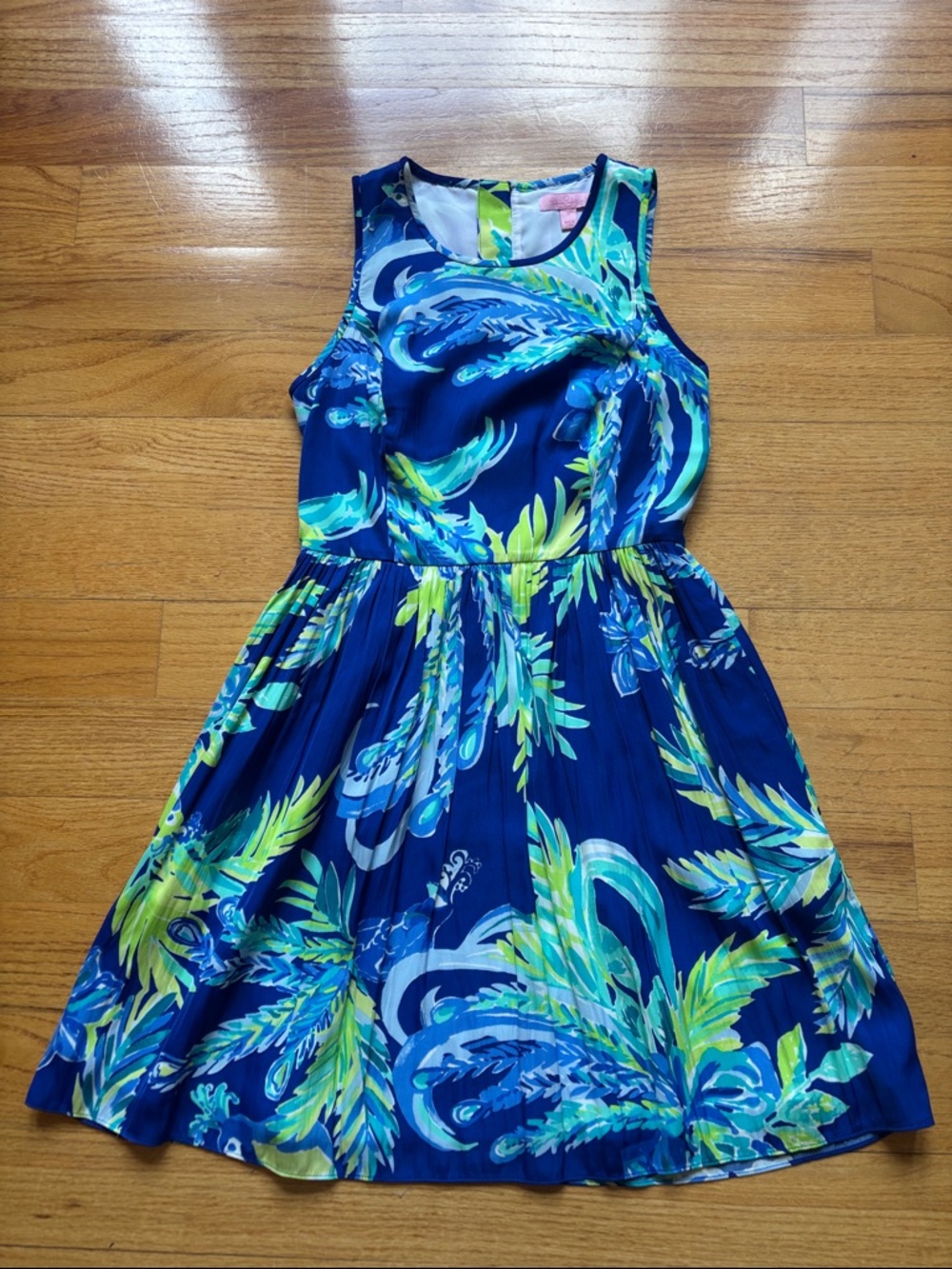 Lilly Pulitzer Kassia Fit and Flare Tropical Print Sleeveless Dress 0